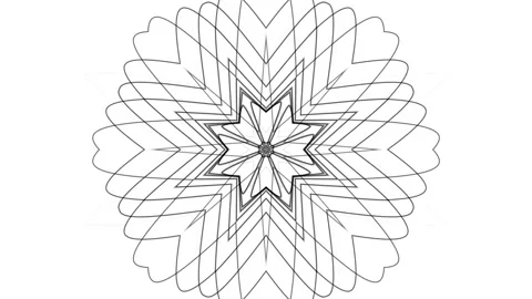 Plain white background a black and white floral pattern presents symmetrical sno Video stock 323328821
