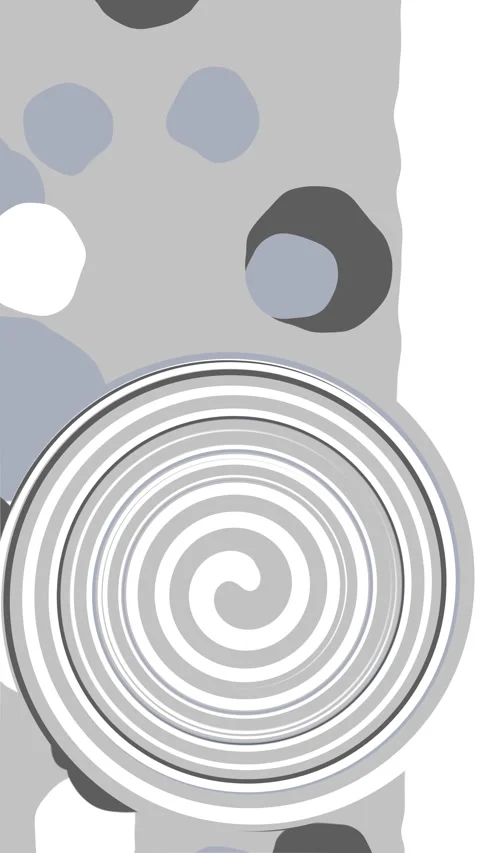 Plain white circles and a large spiral on a gray background Stock Footage 310220296
