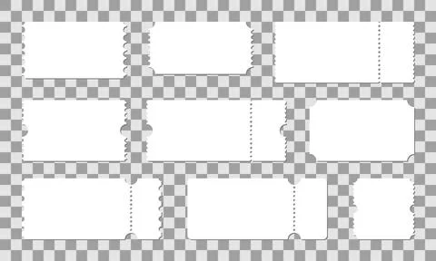Plain white coupon ticket set, blank label template for text Stockillustratie