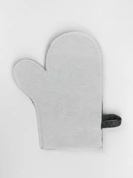 Plain white felt sauna mitten Stock Photos