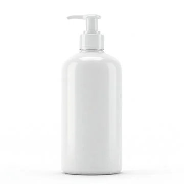 A plain white lotion bottle mockup isolated on a white background Stock Photos