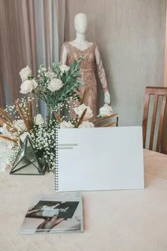 Plain white paper on table with copy space Stock Photos