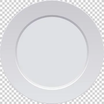 Plain white plate on a black surface, ready for a meal. Simple kitchenware .. Stock Illustration