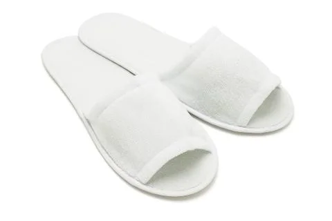 Plain white slippers Stock Photos