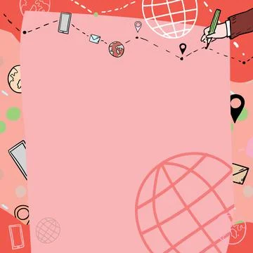Plain Whiteboard With Hand Drawing Guide Line For Steps Over World Globe Stock Illustration