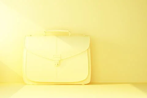 Plain yellow briefcase with beam of light Stock Illustration