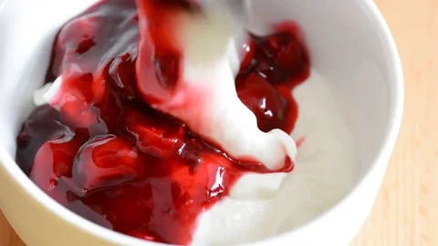 Plain Yogurt with red fruit 動画素材 72035202