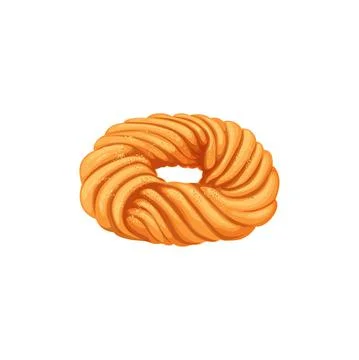 Plaited bagel roll bun isolate cookie bakery food Stock Illustration