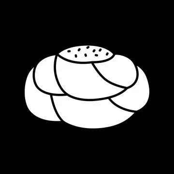 Plaited sweet bread bun dark mode glyph icon Stock Illustration