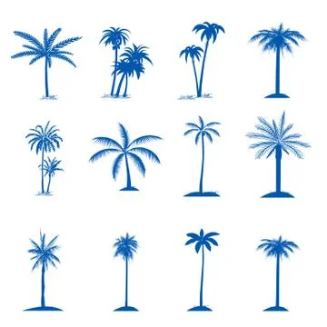 Plam tree set Stock Illustration