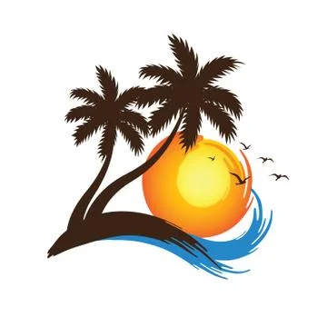 Plam tree sunset Stock Illustration