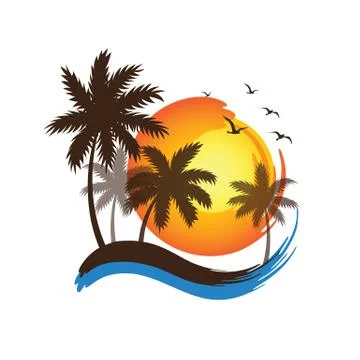 Plam tree sunset Stock Illustration