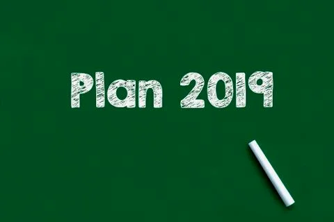 Plan 2019 written on a blackboard Stock Photos