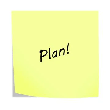 Plan 3d illustration post note reminder on white with clipping path Stock Illustration