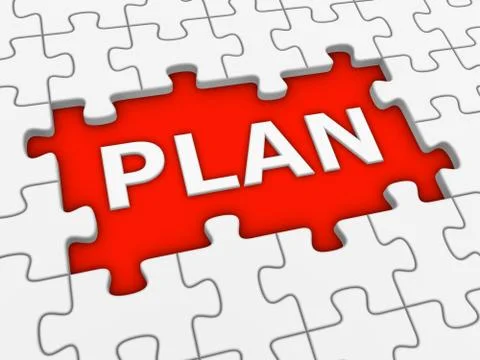 Plan - 3d puzzle with white word. Stock Illustration