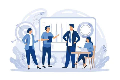 Plan of action, startup project scheme. Achieving goals and aims. Vision st.. Illustrazione stock