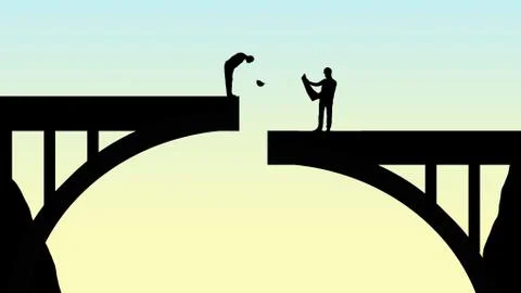 Plan ahead is the theme of this illustration of workmen inspecting a bridge t Stock Illustration