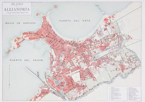 Plan Of Alexandria, Egypt At The Turn Of The 20Th Century. Map Is Edited In S Stock Photos