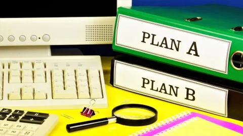 Plan A and plan B-text inscription on the office Registrar. Stock Photos