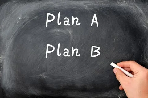 Plan a and plan b written on a blackboard background Stock Photos