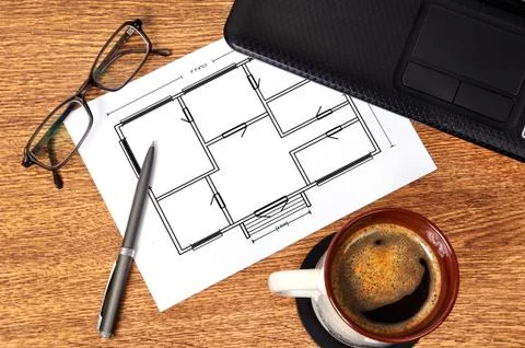 Plan apartament on paper Stock Illustration