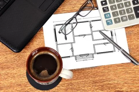 Plan apartament on  paper Stock Photos