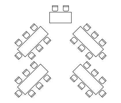 Plan for arranging seats and tables in interior on event banquet, layout grap Illustrazione stock