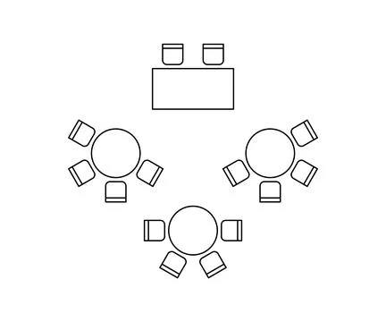 Plan for arranging seats and tables in interior on event banquet wedding, lay Stock Illustration