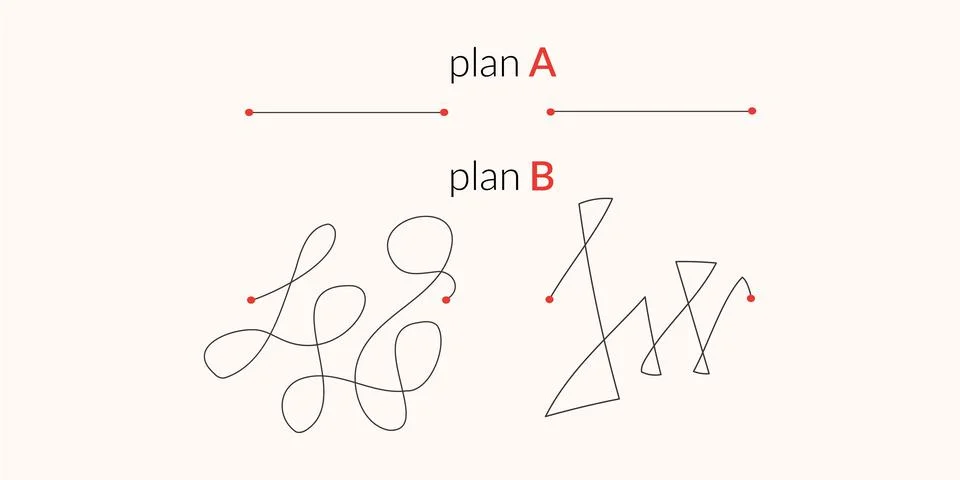 Plan B Alternative difficult path concept vector infographic illustration Stock Illustration