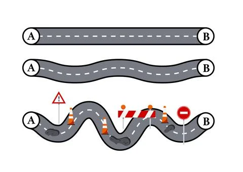 Plan A B and real life road concept flat vector illustration. Stock Illustration