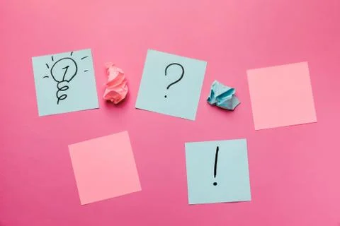 Plan A, B, C on multi-colored office stickers. Planning Stock Photos