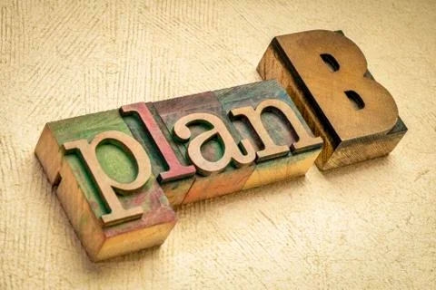 Plan b concept in wood type Stock Photos