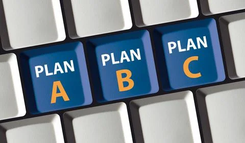 Plan A B or C - select computer keyboard for different approaches or strategies Illustrazione stock