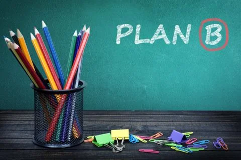 Plan B text on green board Stock Photos