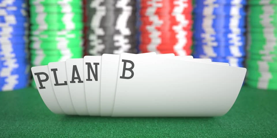 Plan b text on playing cards on the table, 3d rendering Stock Illustration