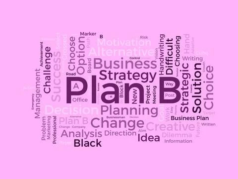 Plan B wordcloud template. Business concept vector background. Stock Illustration