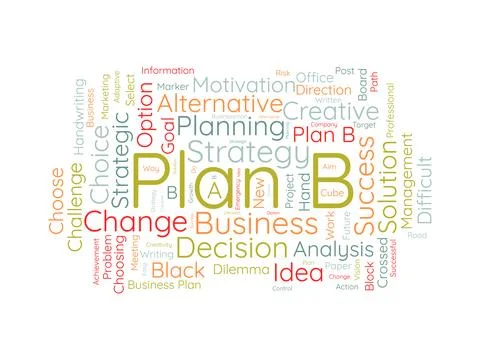 Plan B wordcloud template. Business concept vector background. Stock Illustration