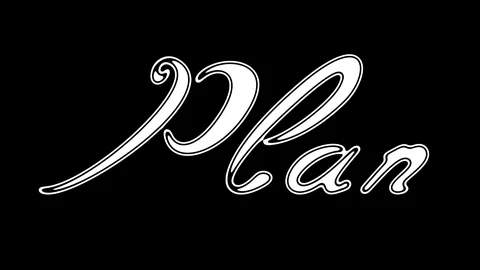 "Plan" on black background. Looping footage has 4K resolution. Video stock 91644719