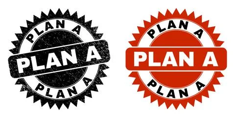 PLAN A Black Rosette Stamp with Corroded Style Stock Illustration