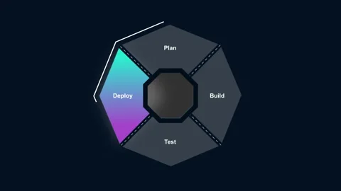 Plan Build Test Deploy DevOps Workflow Animation Loop for Software Developm.. Stock Footage 348092609