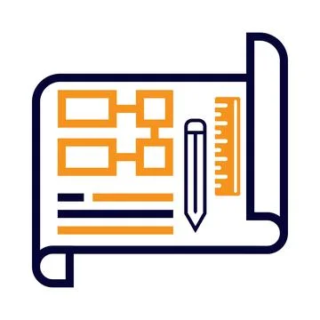 Plan, building plan, scale, pencil, ruler, Planning icon Stock Illustration