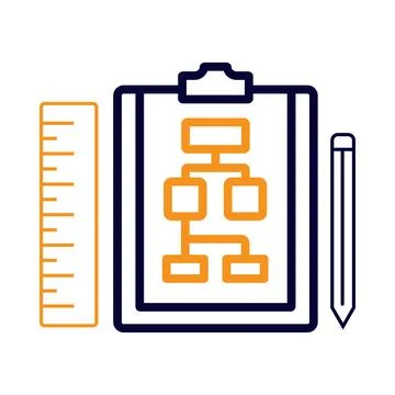 Plan, building plan, scale, pencil, ruler, Planning icon Stock Illustration
