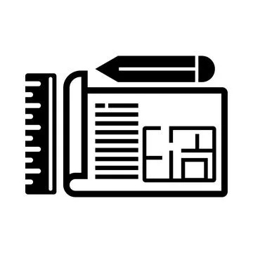 Plan, building plan, scale, pencil, ruler, Planning icon Stock Illustration