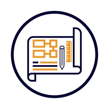 Plan, building plan, scale, pencil, ruler, Planning icon Stock Illustration
