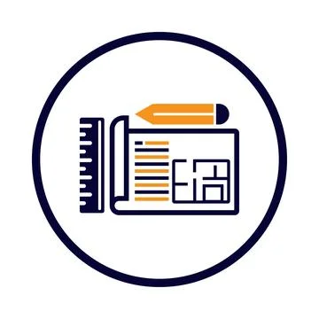 Plan, building plan, scale, pencil, ruler, Planning icon Stock Illustration