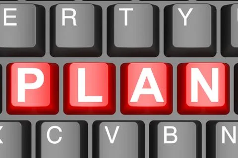 Plan button on modern computer keyboard Illustrazione stock