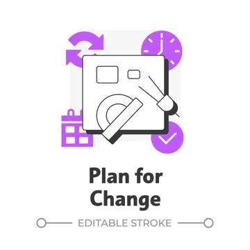 Plan for change flat outline concept icon Stock Illustration