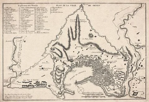 Plan of the City of Genoa, Map from 1780 Ilustración de archivo