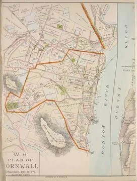 Plan of Cornwall Orange County. Cartographic. Atlases, Maps. 1891. Lionel ... Stock Photos