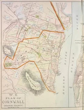 Plan of Cornwall Orange County. Cartographic. Atlases, Maps. 1891. Lionel ... Stock Photos